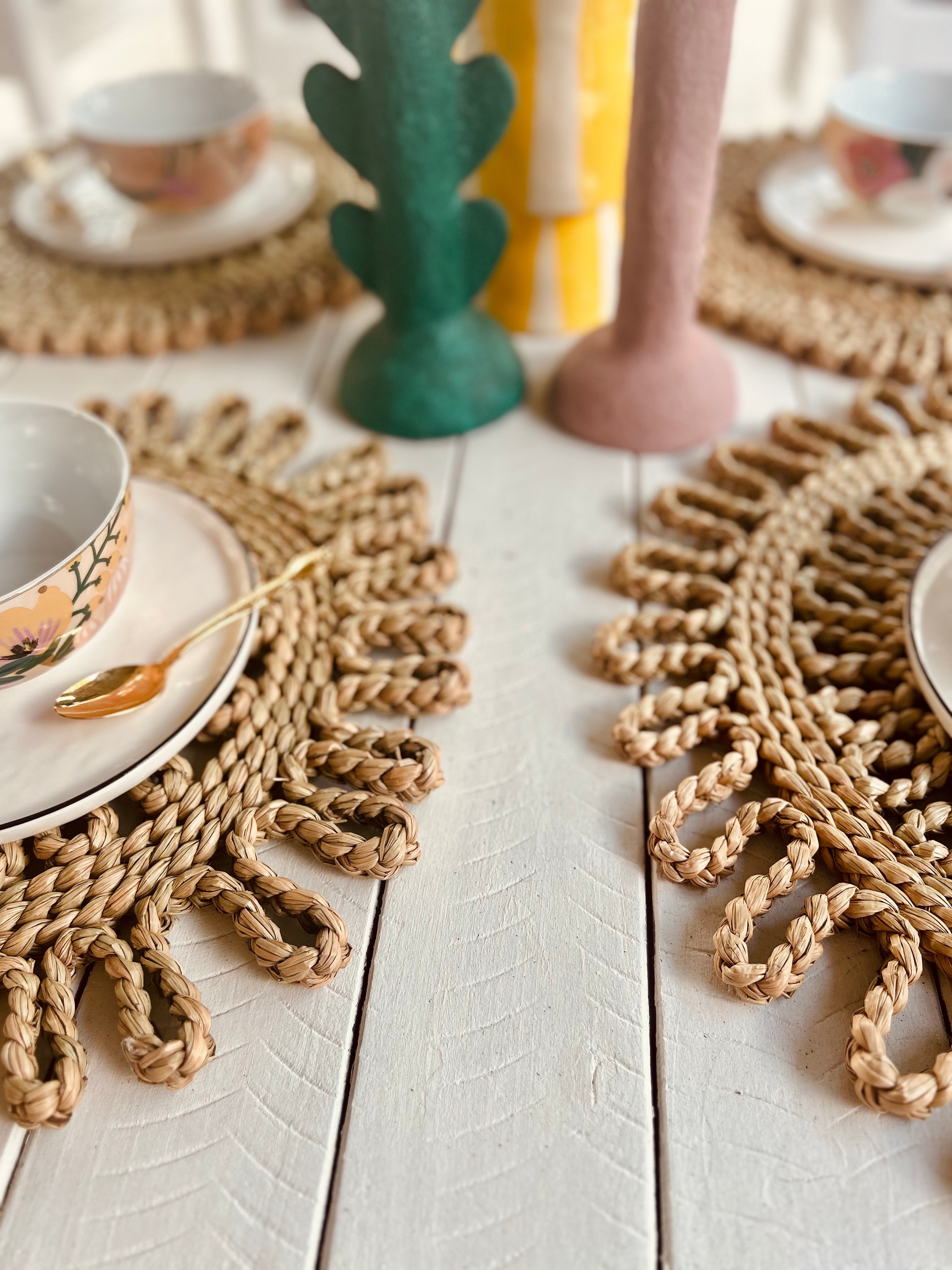 Sunshine Woven Large Scalloped Placemats | Set of 6