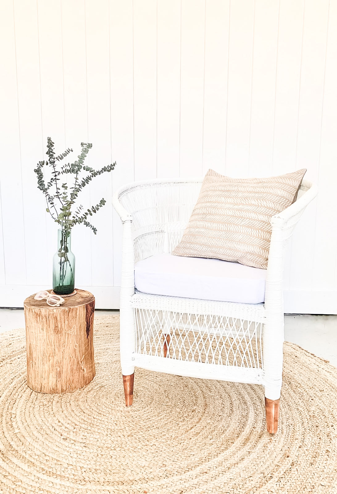 Traditional 1-seater Malawi Cane Chair - Brass or Copper Feet