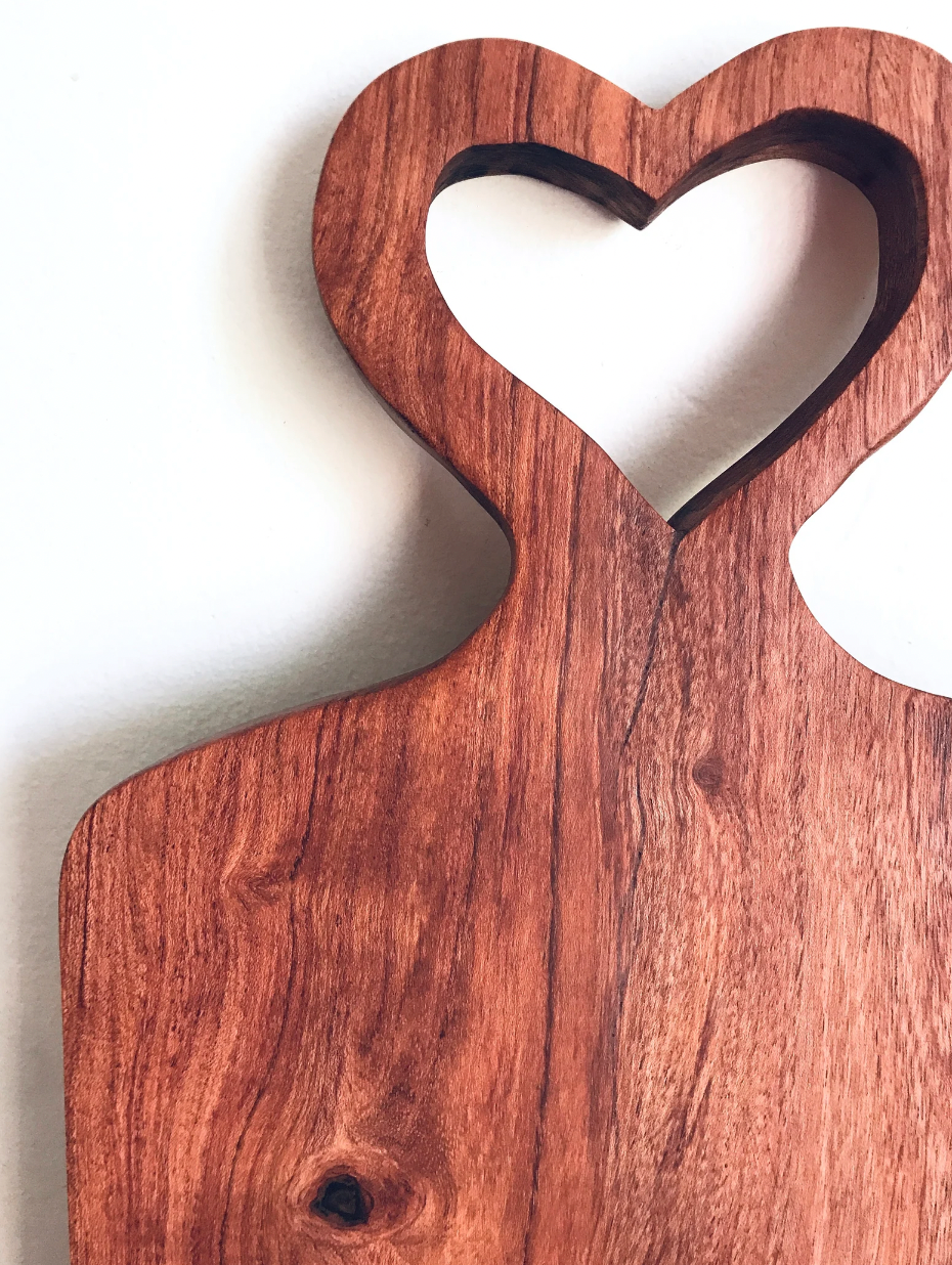 Carved Wooden Serving Board - Heart & Pineapple