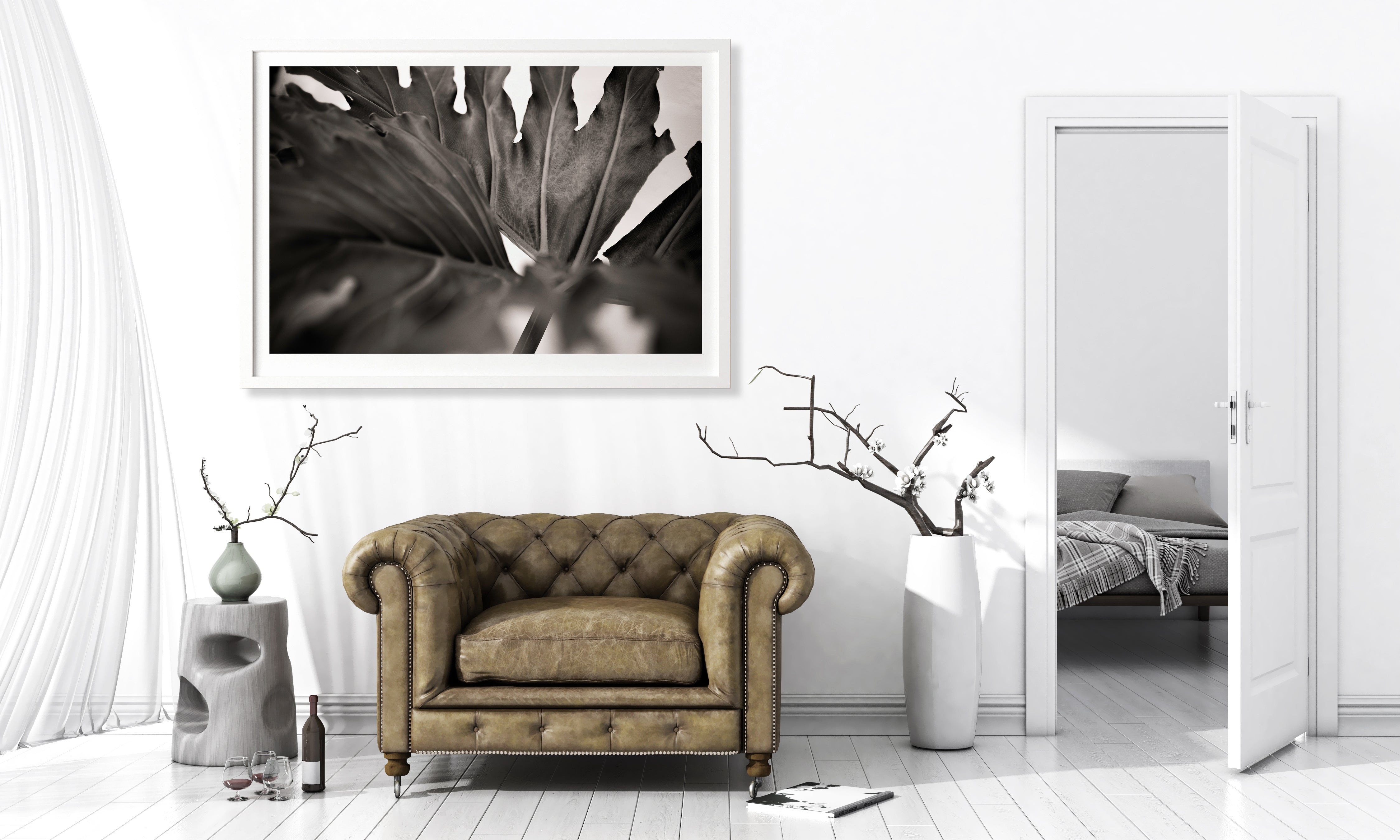 Botanic Noir #2 - African Palm Leaf Botanical Fine Art Photographic Print