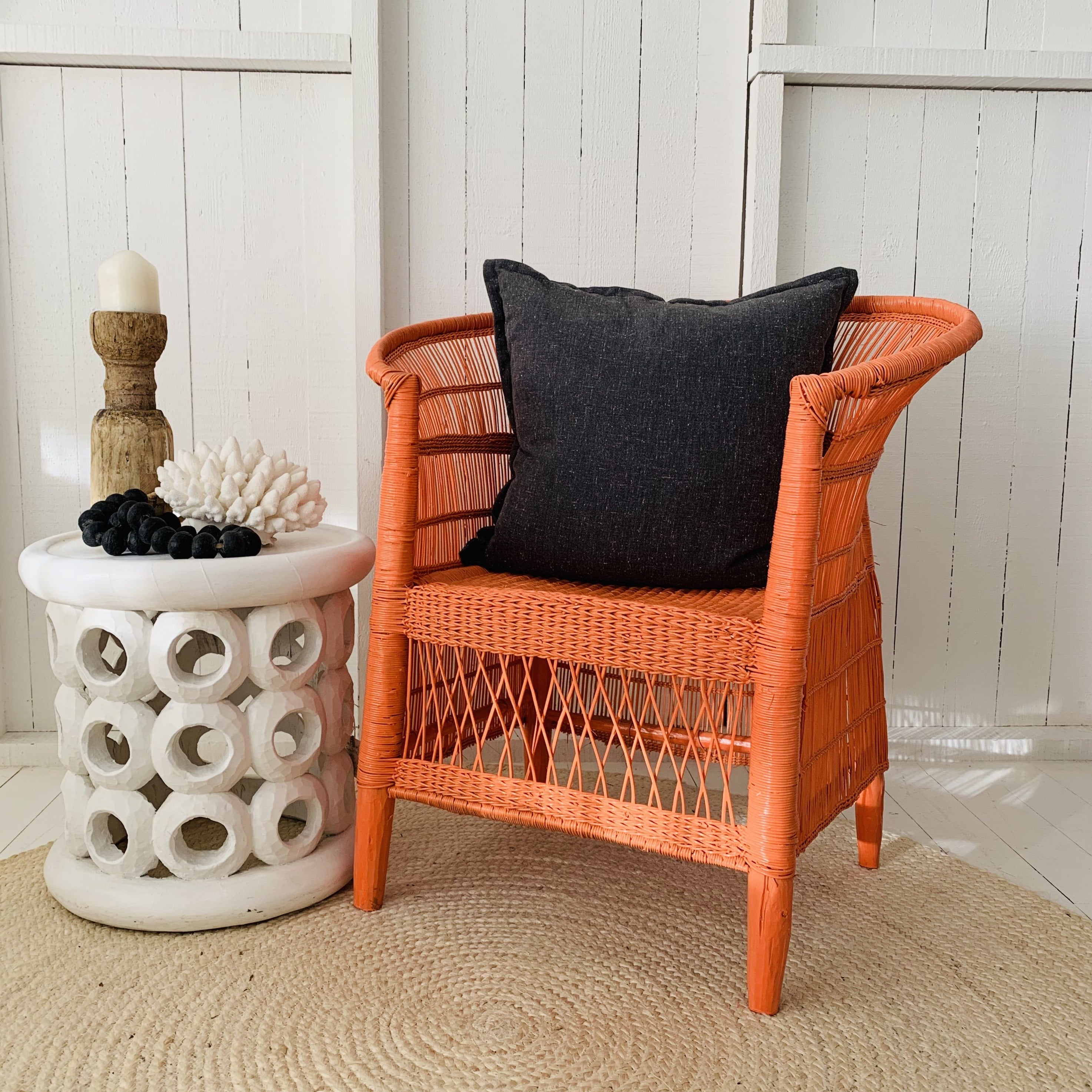 Orange wicker online chair