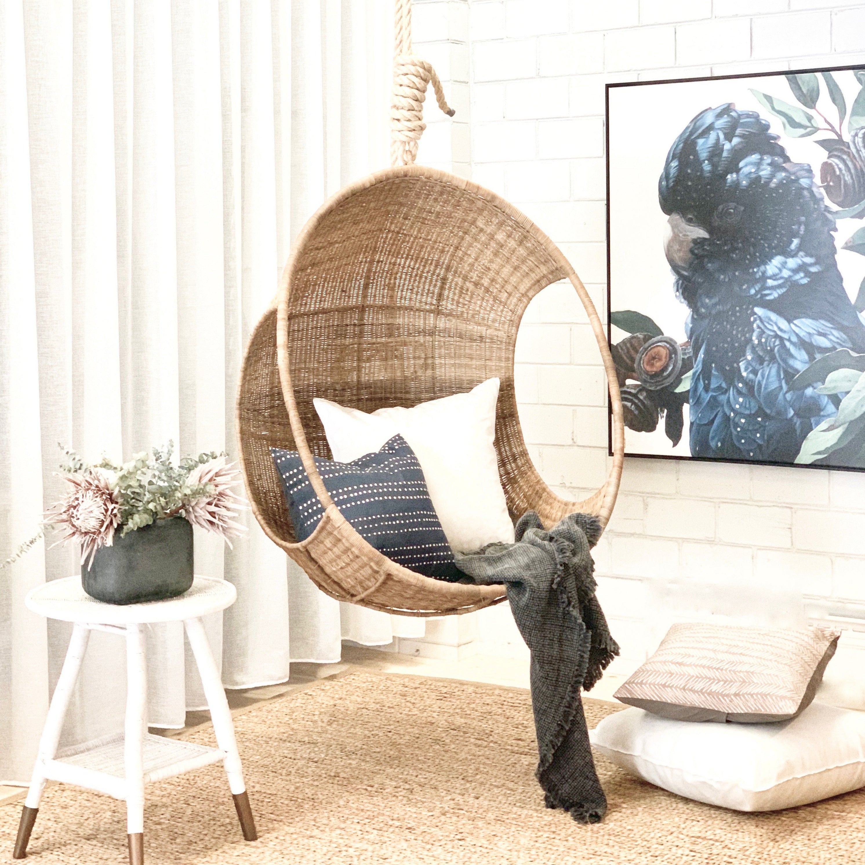 Hanging Woven Cane Pod Chair